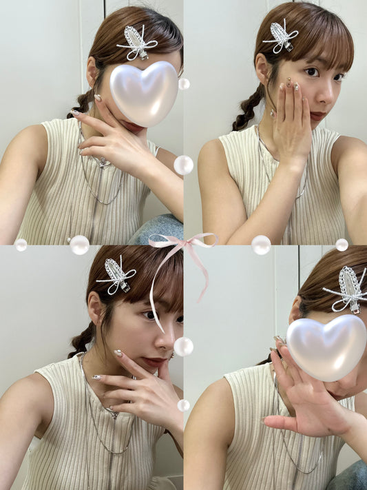 必買!銀蝴蝶結花邊小髮夾