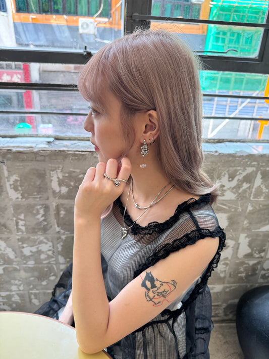 氣質珠珠拼透明感石仔耳環