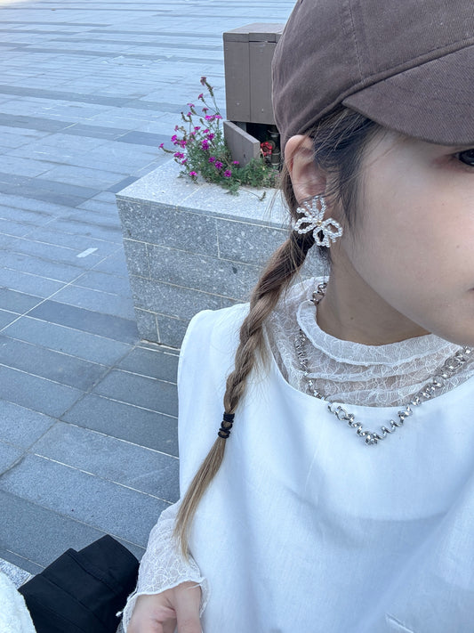 氣質珍珠花形耳環