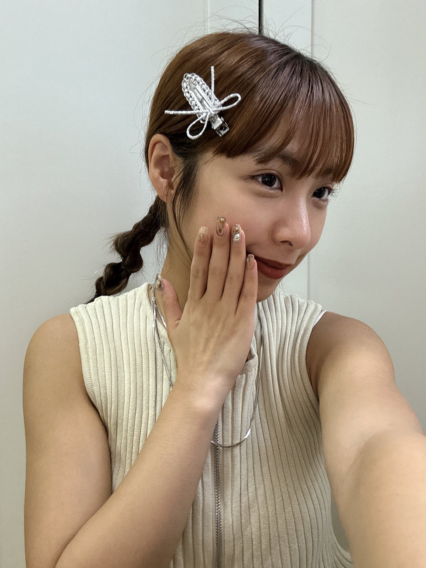 必買!銀蝴蝶結花邊小髮夾