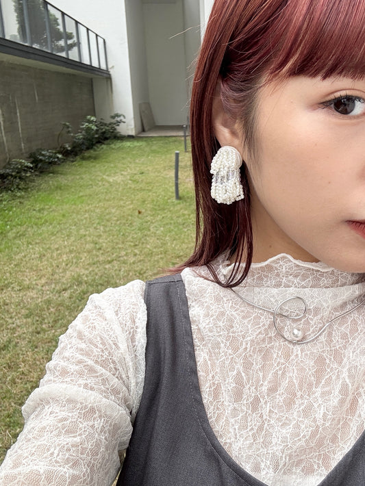 日系~氣質暗閃石流蘇耳環