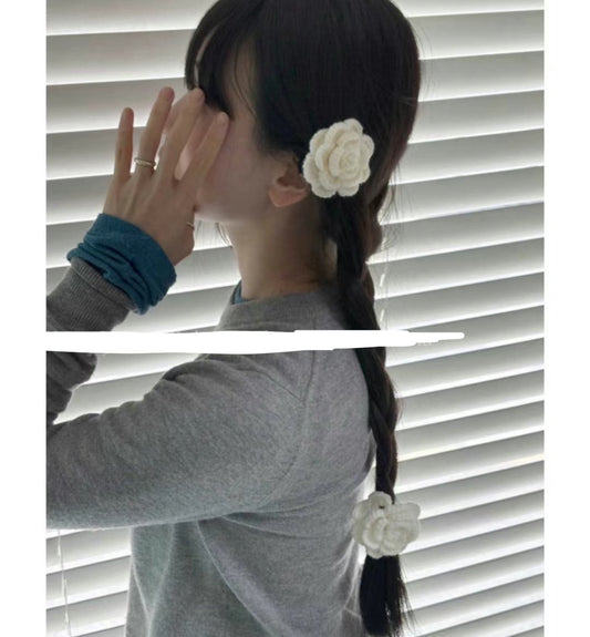 針織玫瑰花髮夾 ✿