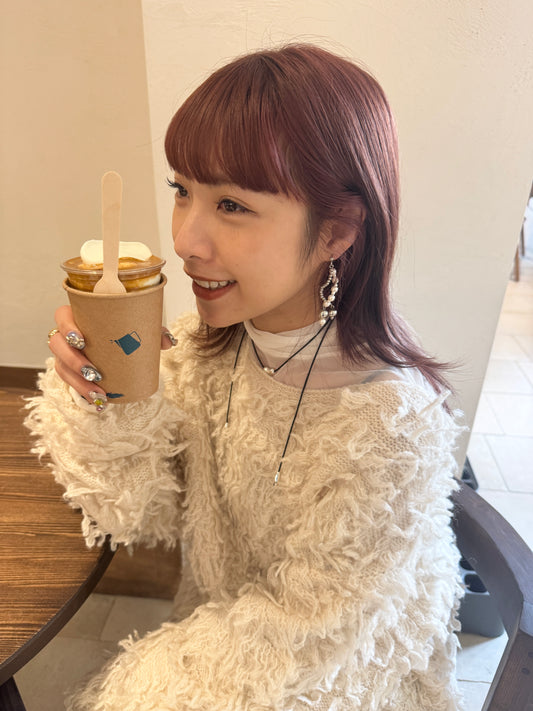 推!! 扭扭銀拼珍珠長耳環