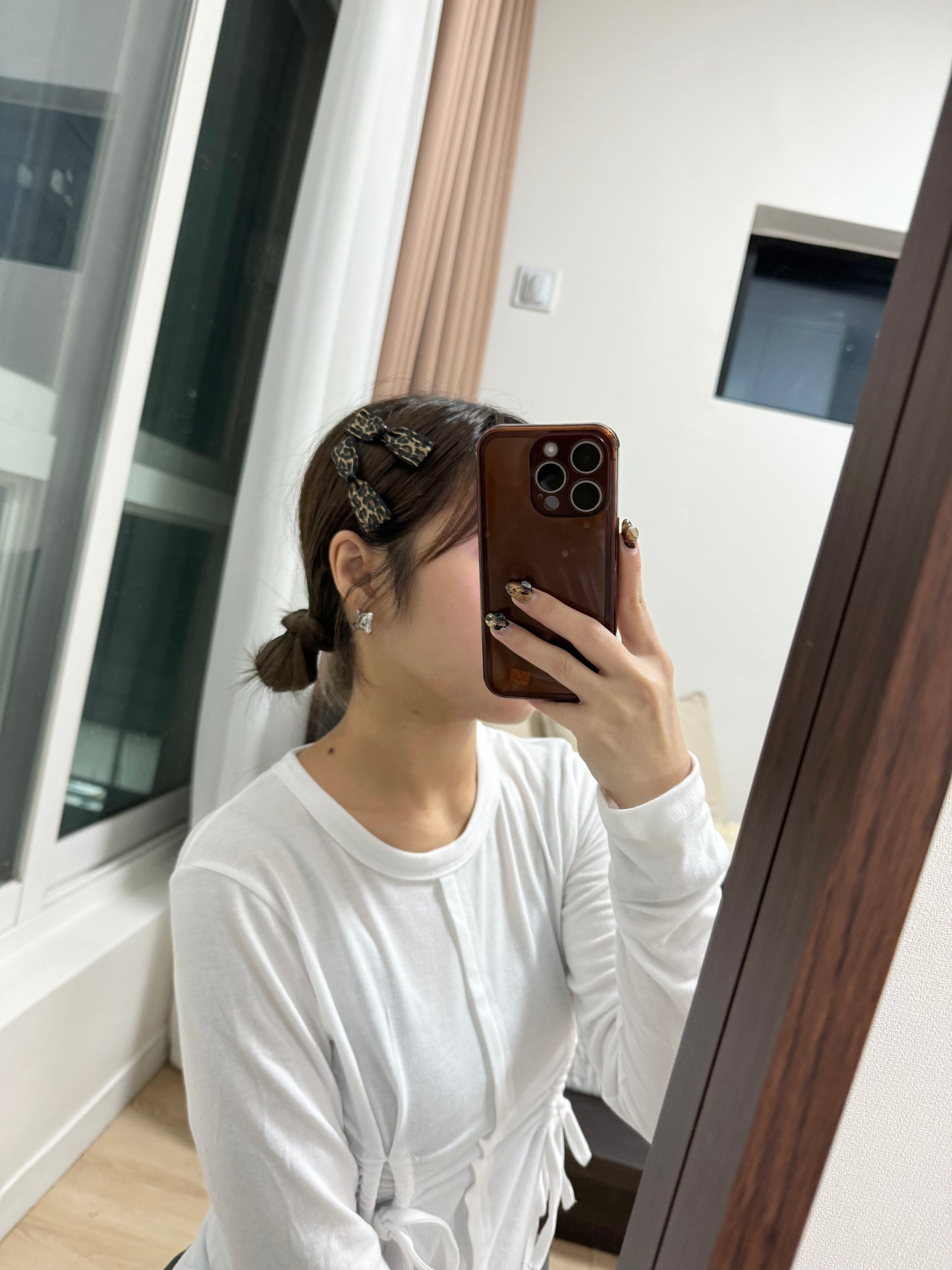 KR連線 豹紋蝴蝶結髮夾SET