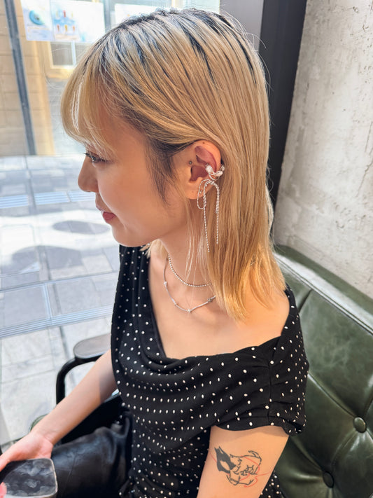 垂墜感蝴蝶結EAR CUFF