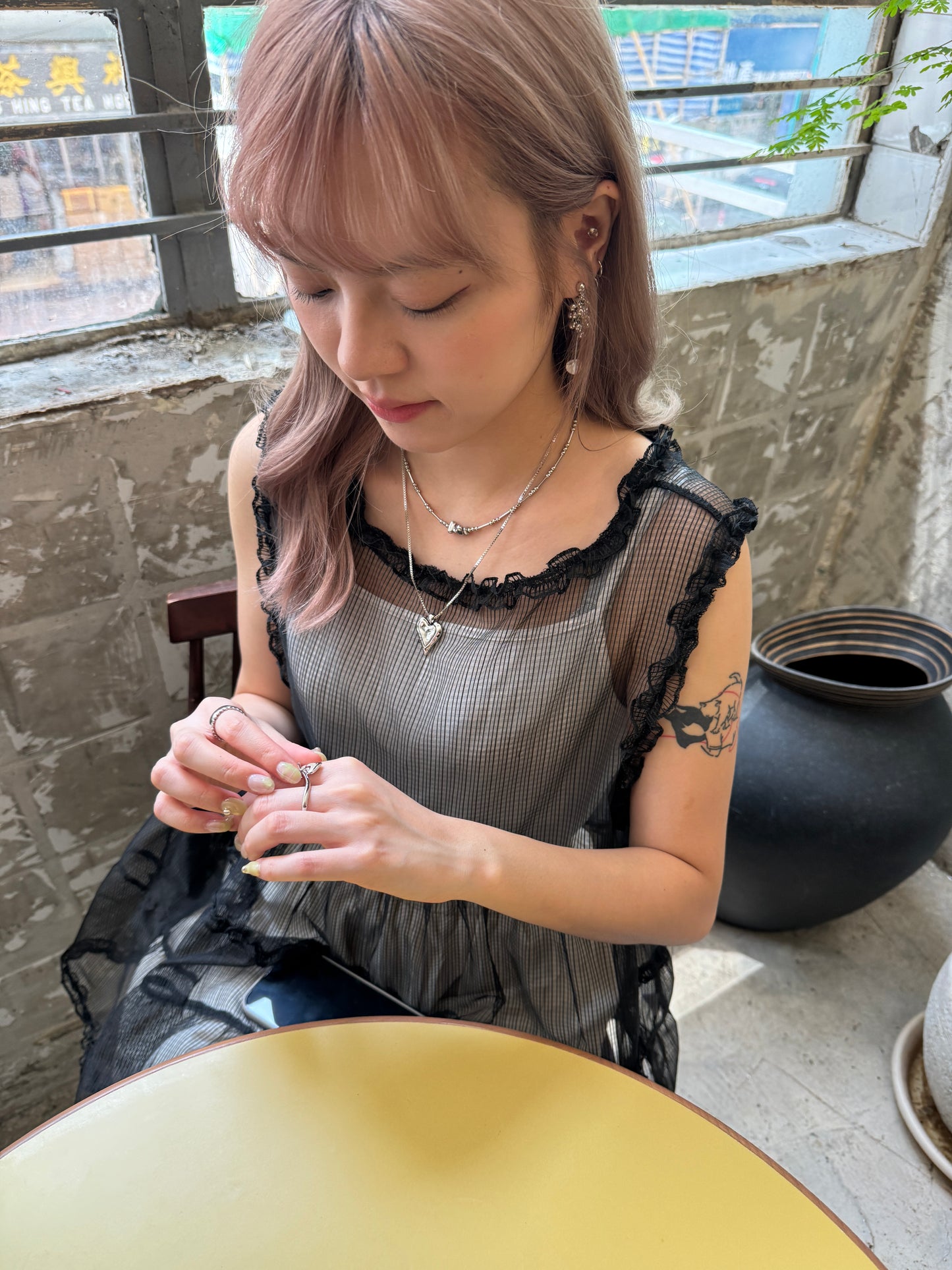 不俗氣心心壓紋頸鏈