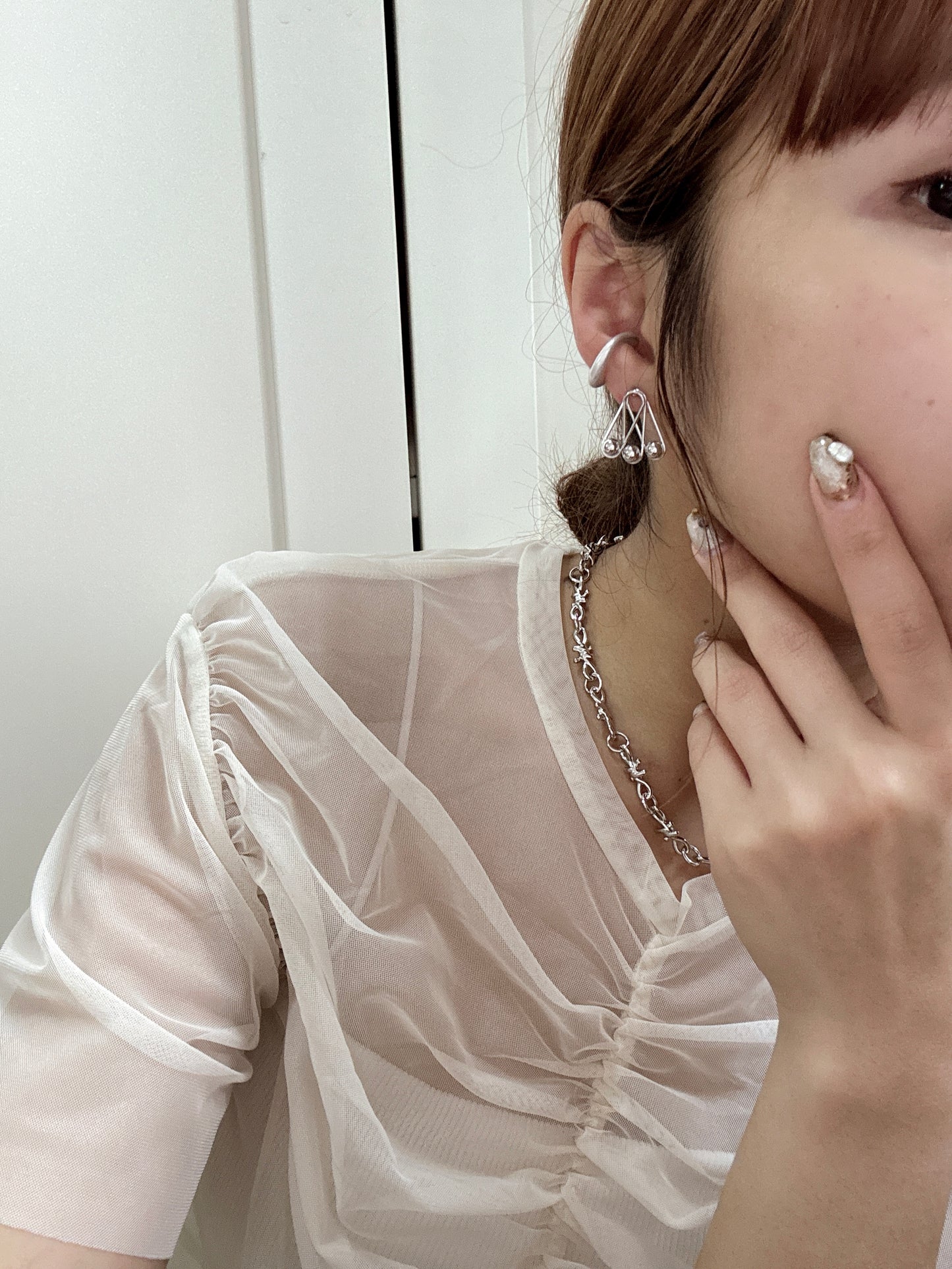 基本款~倒三角珠珠耳環