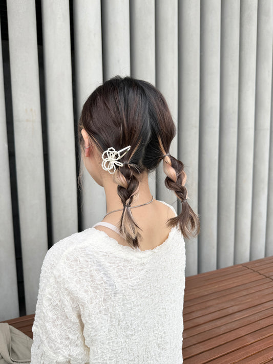 珍珠花花形狀髮夾(單隻售)