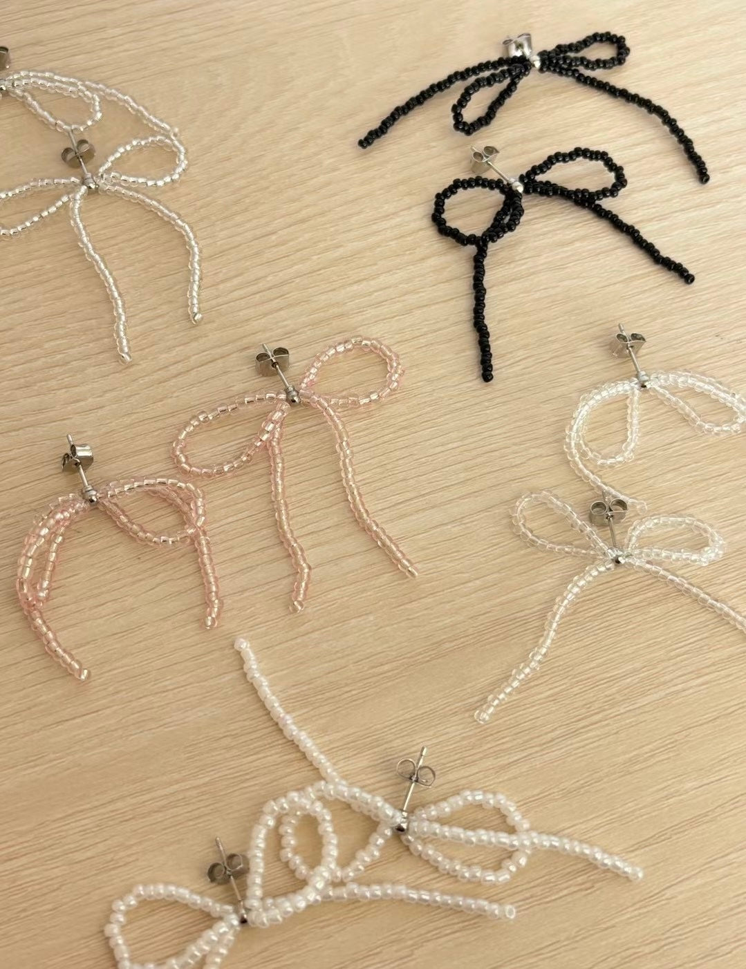 四月珠珠系列~淡色系蝴蝶結耳環