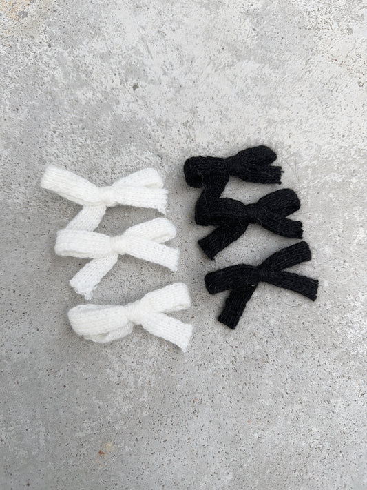 毛絨絨的蝴蝶結髮夾SET (3隻SET)