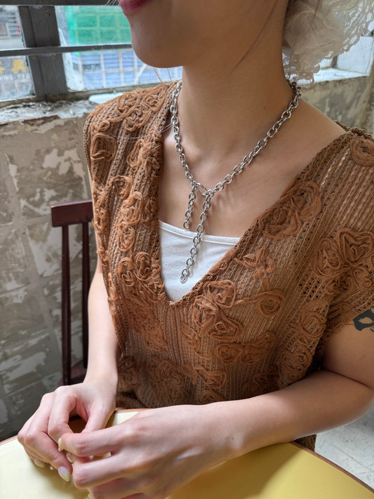 長短雙鏈扣扣頸鏈