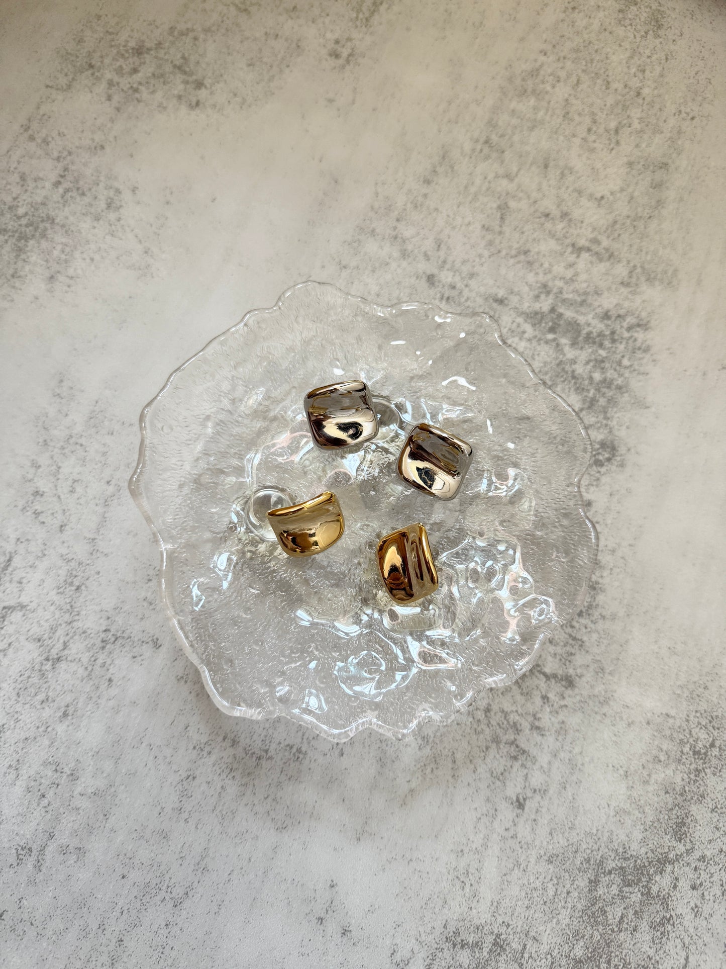 大人感! 方形微彎耳環