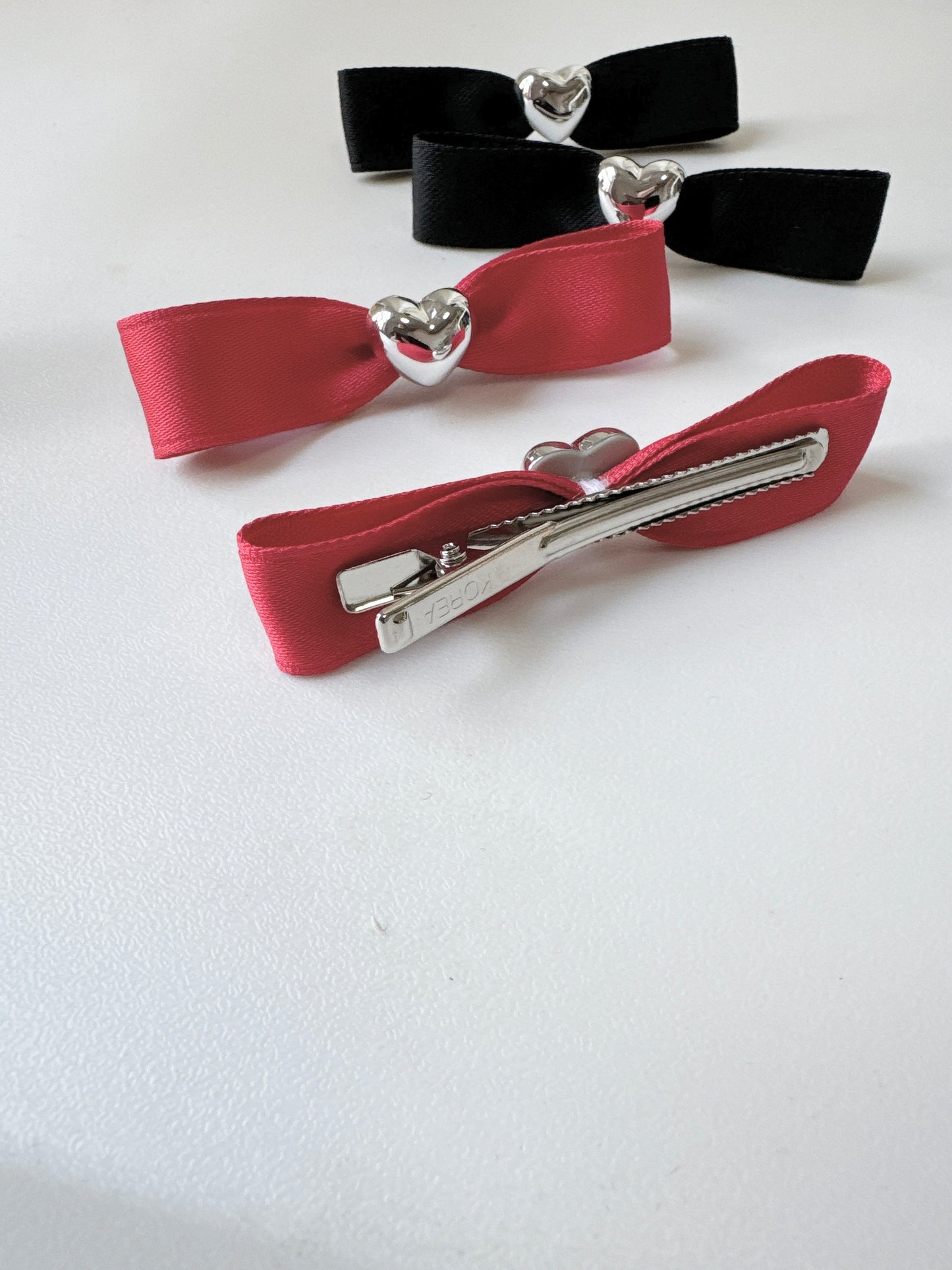 絲帶蝴蝶結心心髮夾SET