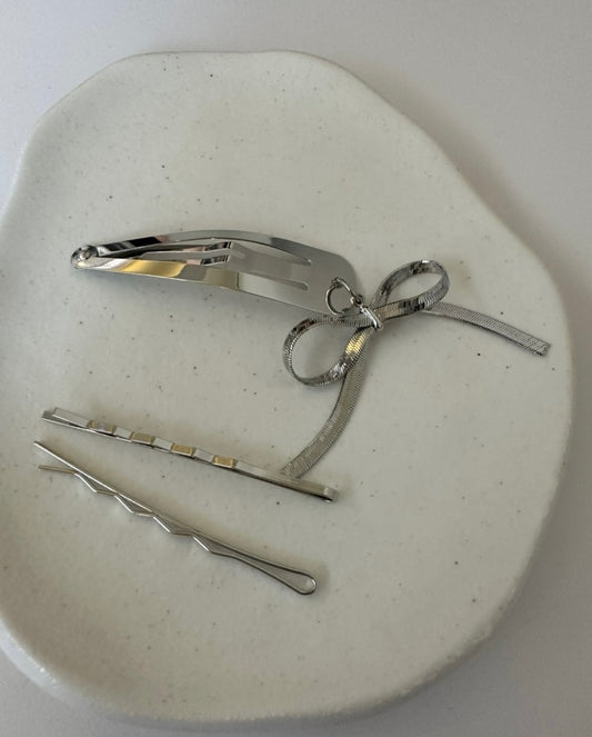 蝴蝶結吊墜髮夾Set