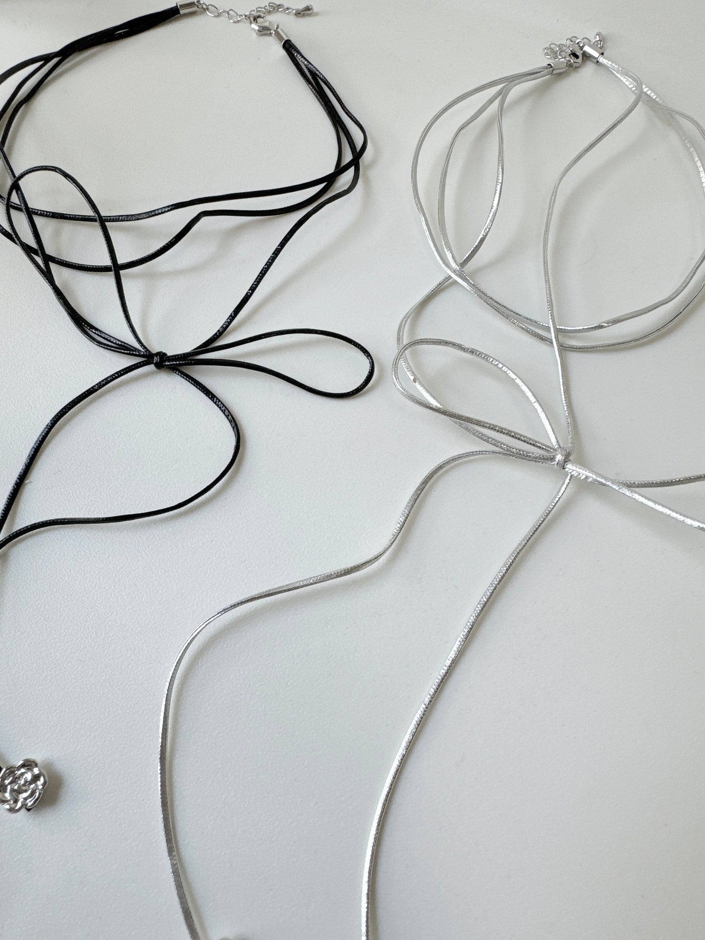 一條過~雙圈拼蝴蝶結頸鏈