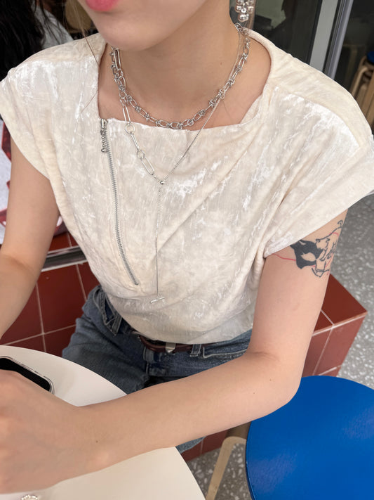 Basic壓紋扣扣頸鏈