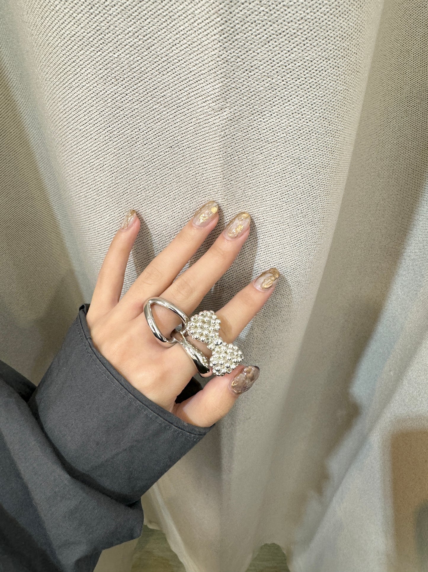 MUST BUY!銀珠珠蝴蝶結RING