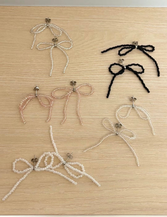 四月珠珠系列~淡色系蝴蝶結耳環