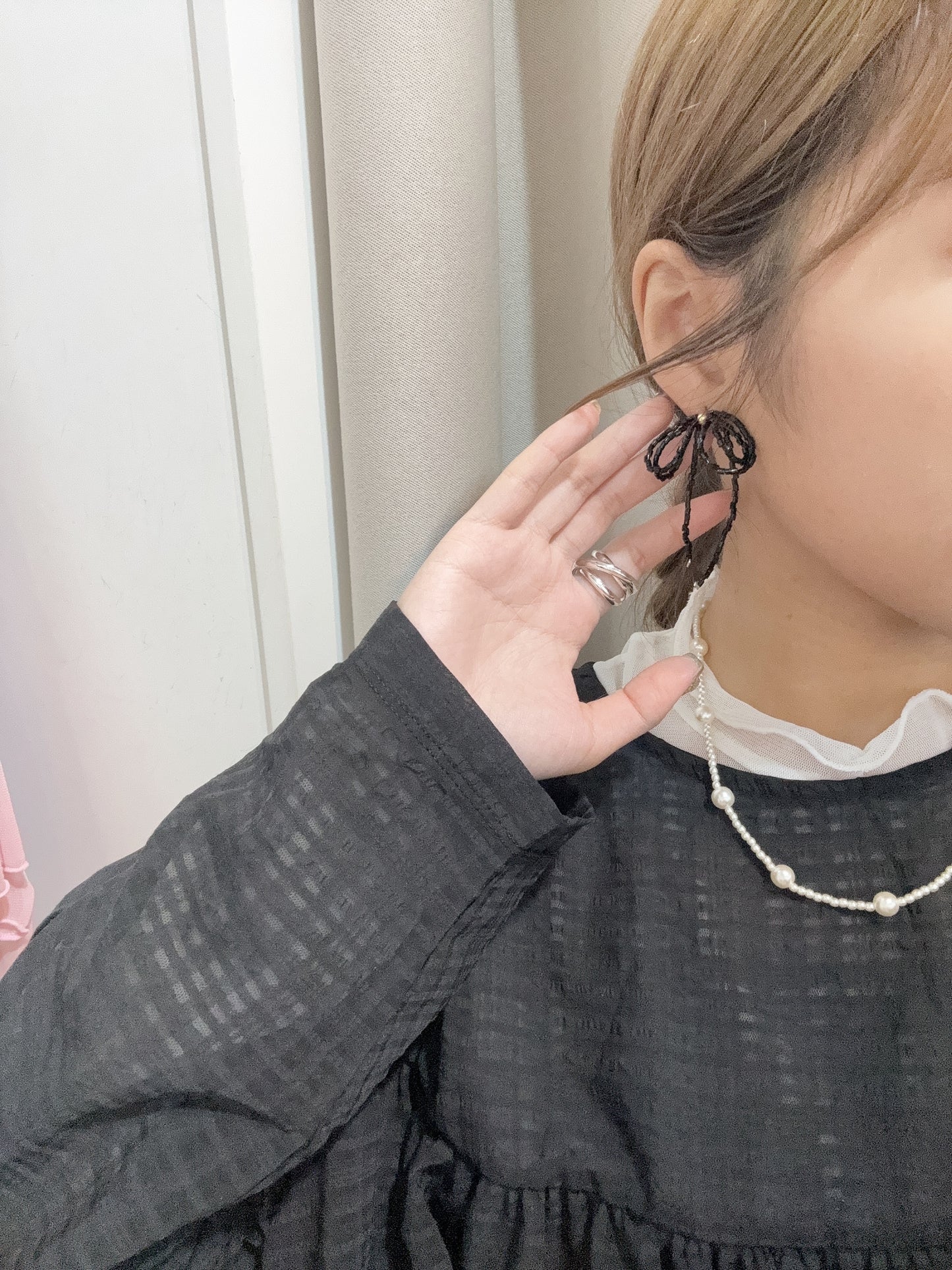 推!珠珠雙蝴蝶結耳環