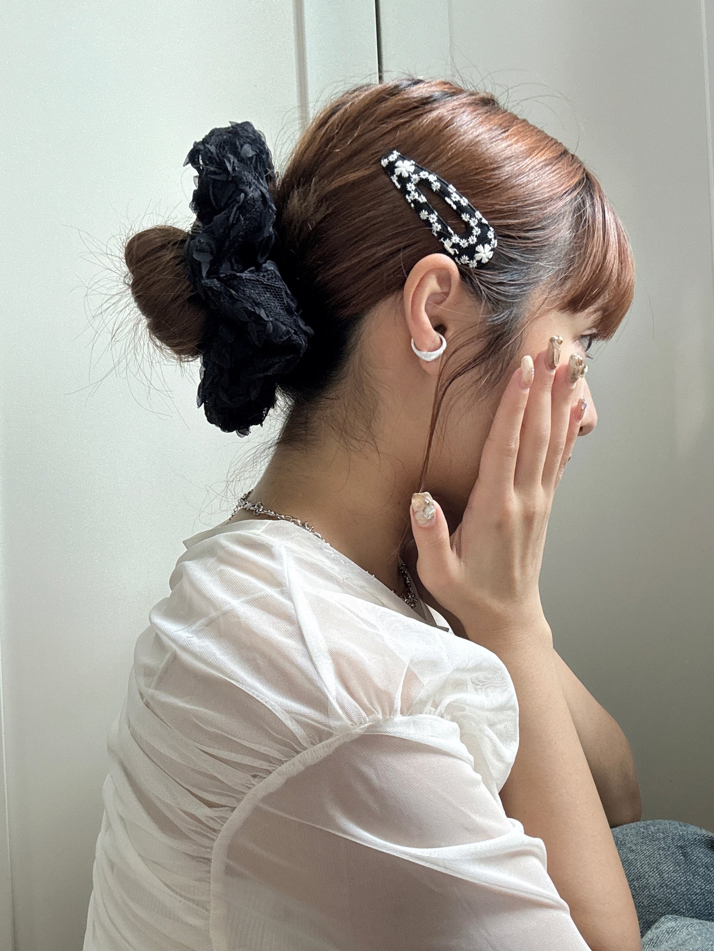 刺繡花花髮夾SET(空心款)