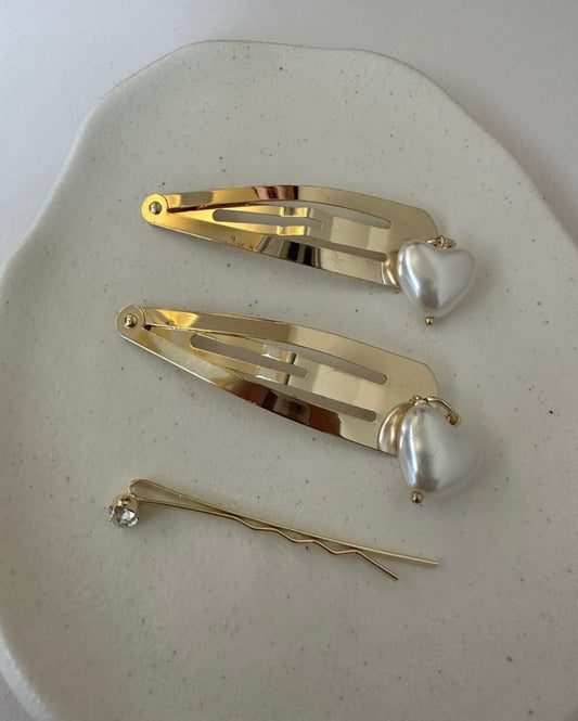 心心吊墜髮夾SET