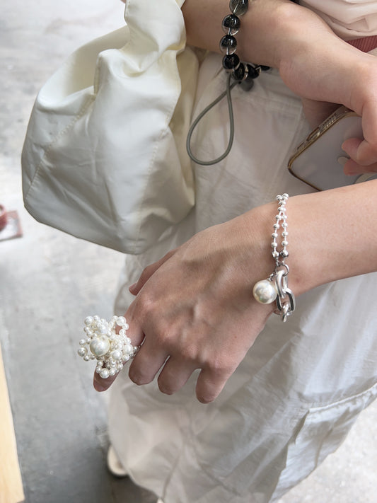 必買!氣質霧面拼珍珠手鏈