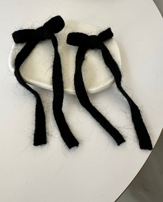 日系感~絨面蝴蝶結開合長髮夾SET