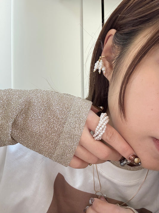 2WAYS~ 重疊珍珠RING/EAR CUFF