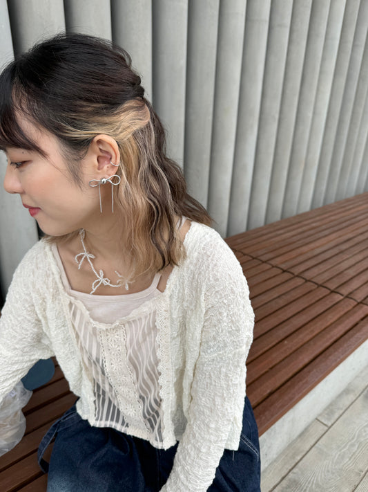 蝴蝶結軟條子耳環