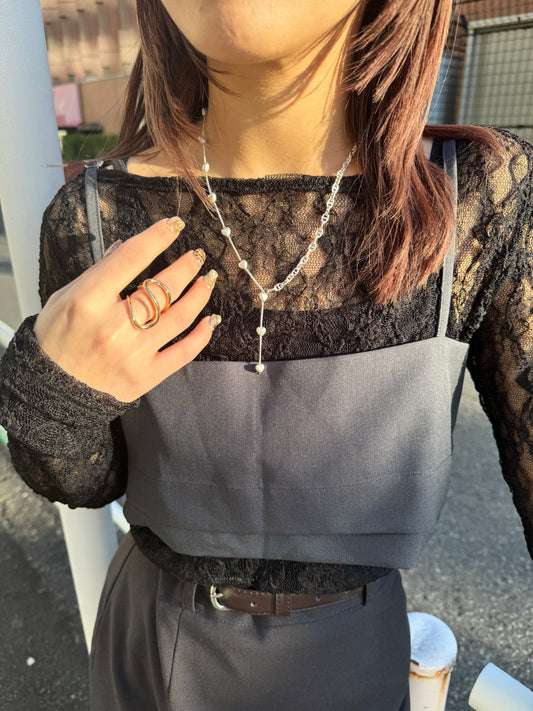 推!心心拼扣扣霧面T形頸鏈