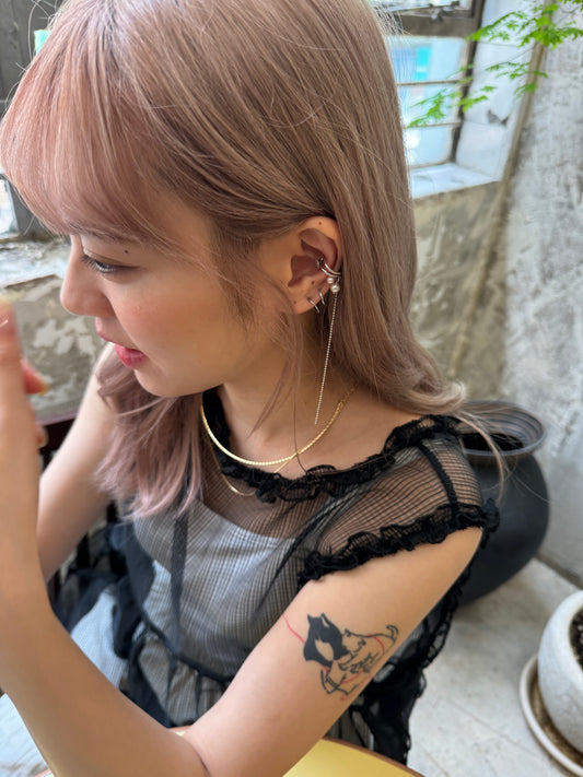 現貨⸜ ♡ ⸝層次扣扣珍珠吊鏈EARCUFF