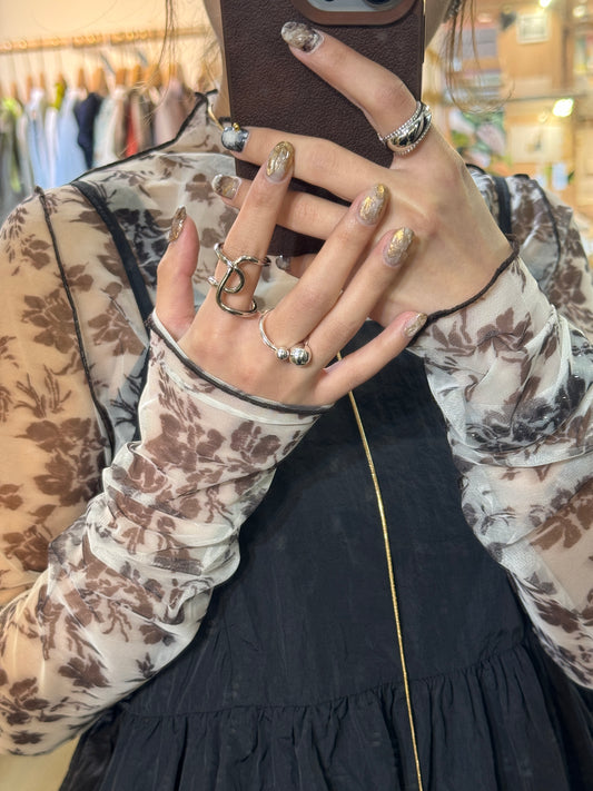 簡約小花邊開口RING