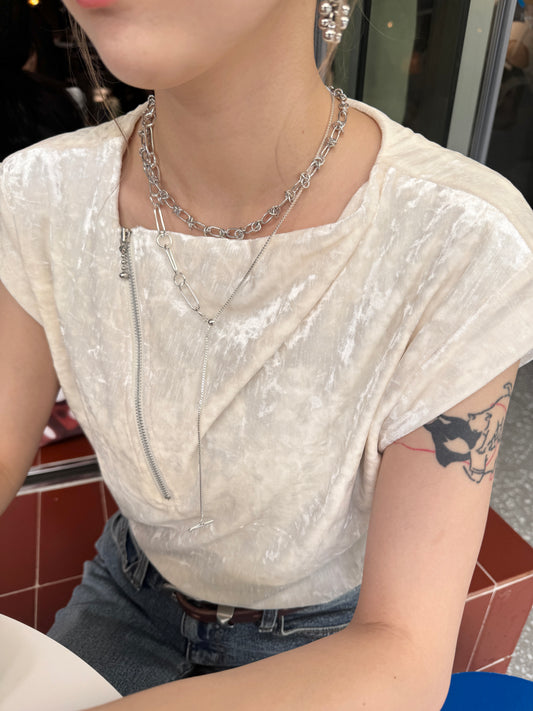 Basic壓紋扣扣頸鏈