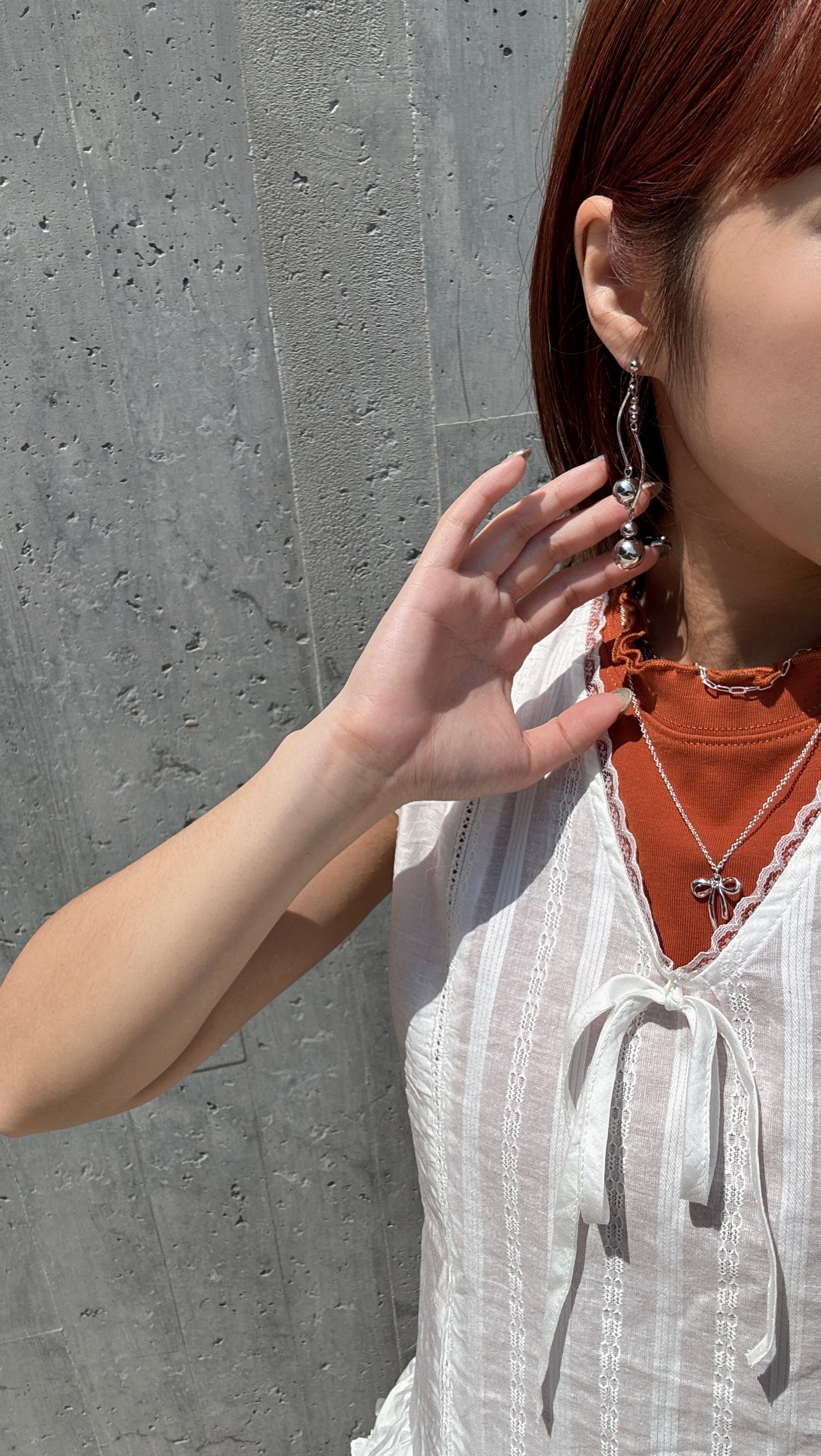 推!扭扭銀珠長耳環