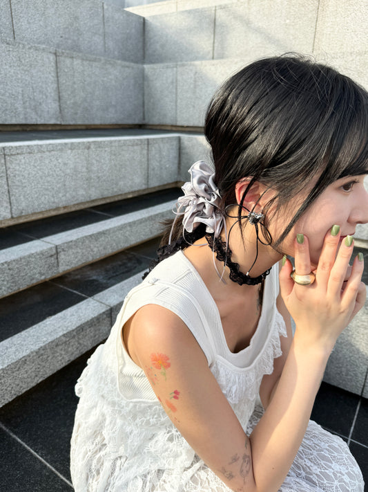 復古心心綁蝴蝶結耳環