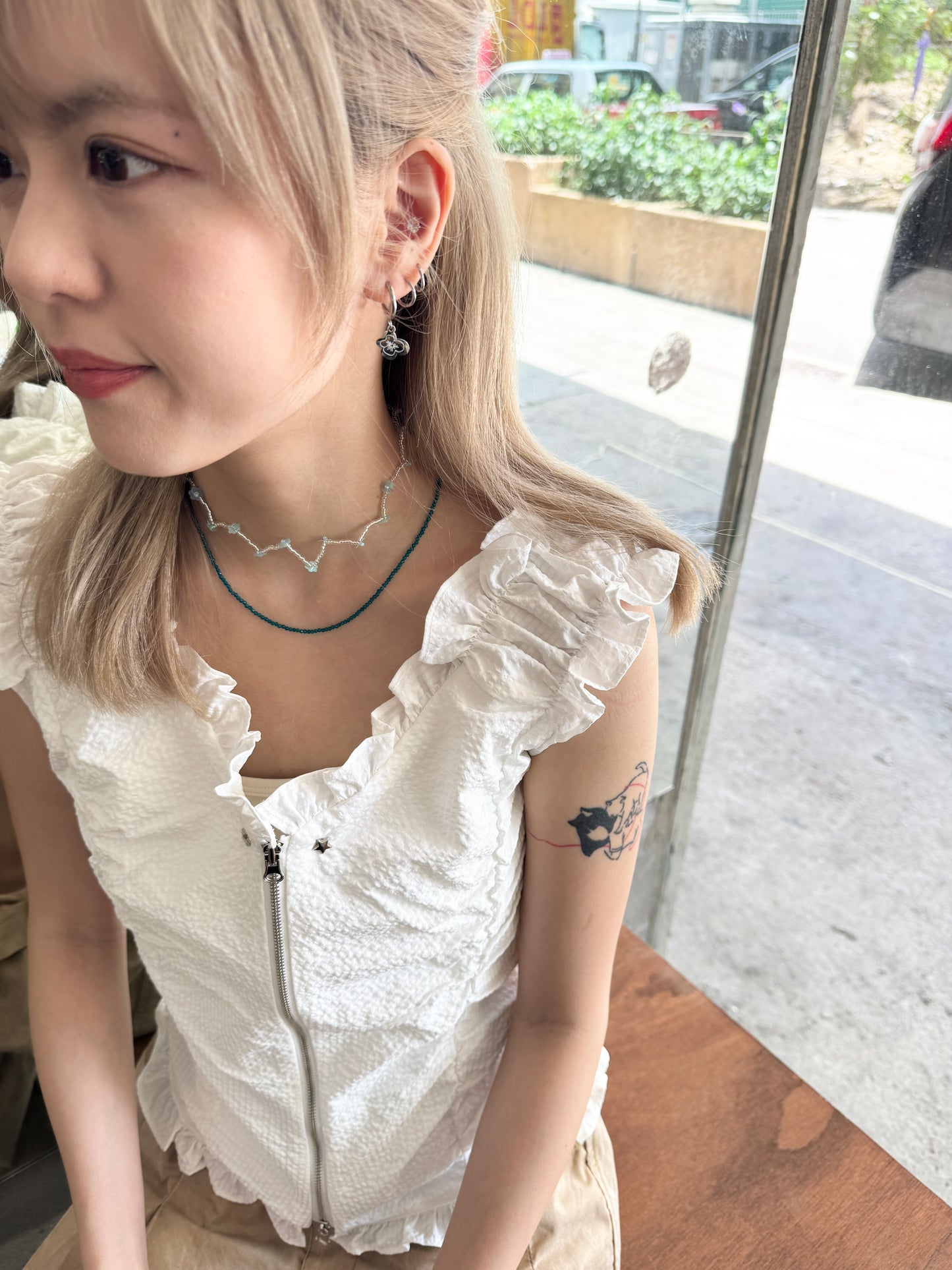 推薦!尖尖小花花珠仔頸鏈❁⃘*.゚