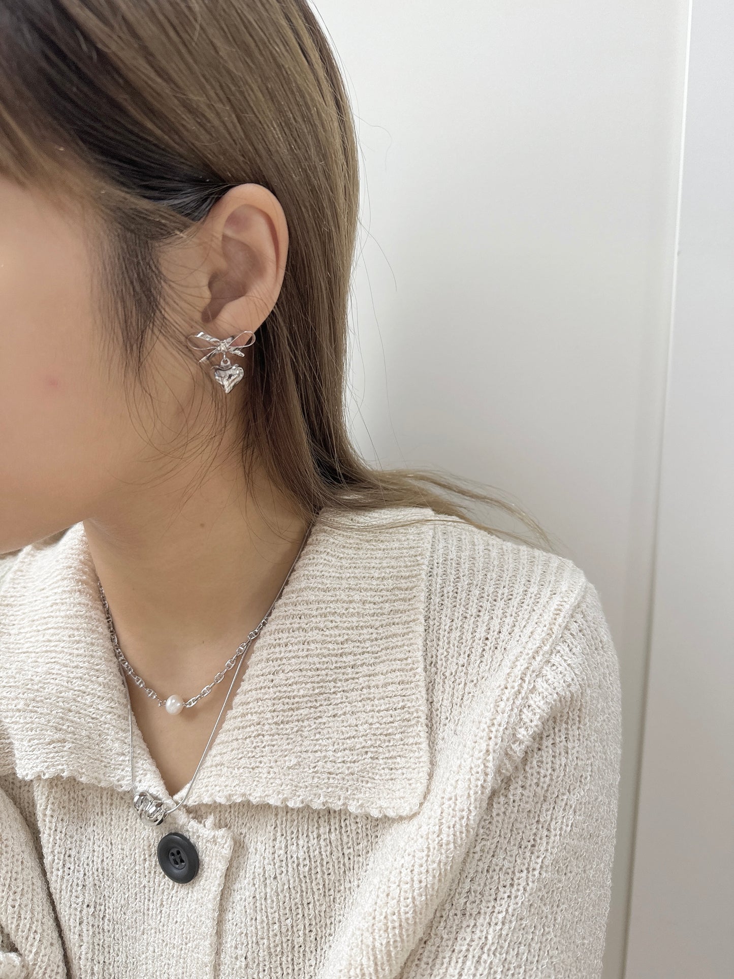 推!蝴蝶結心心耳環