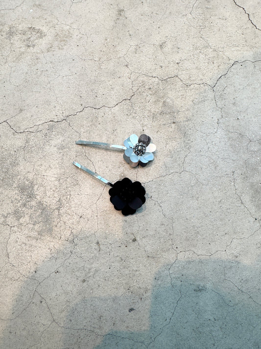 雙層小花一字髮夾