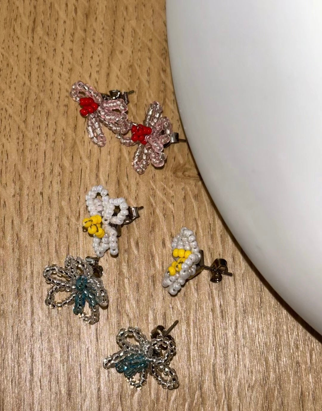 四月珠珠系列~撞色花朵耳環