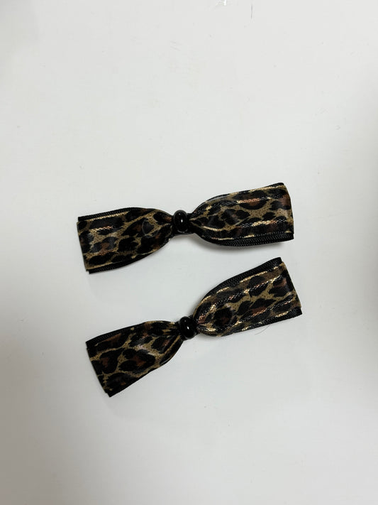 KR連線 豹紋蝴蝶結髮夾SET