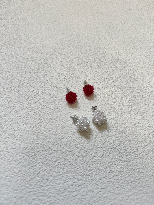 Mini小花球珠珠耳環