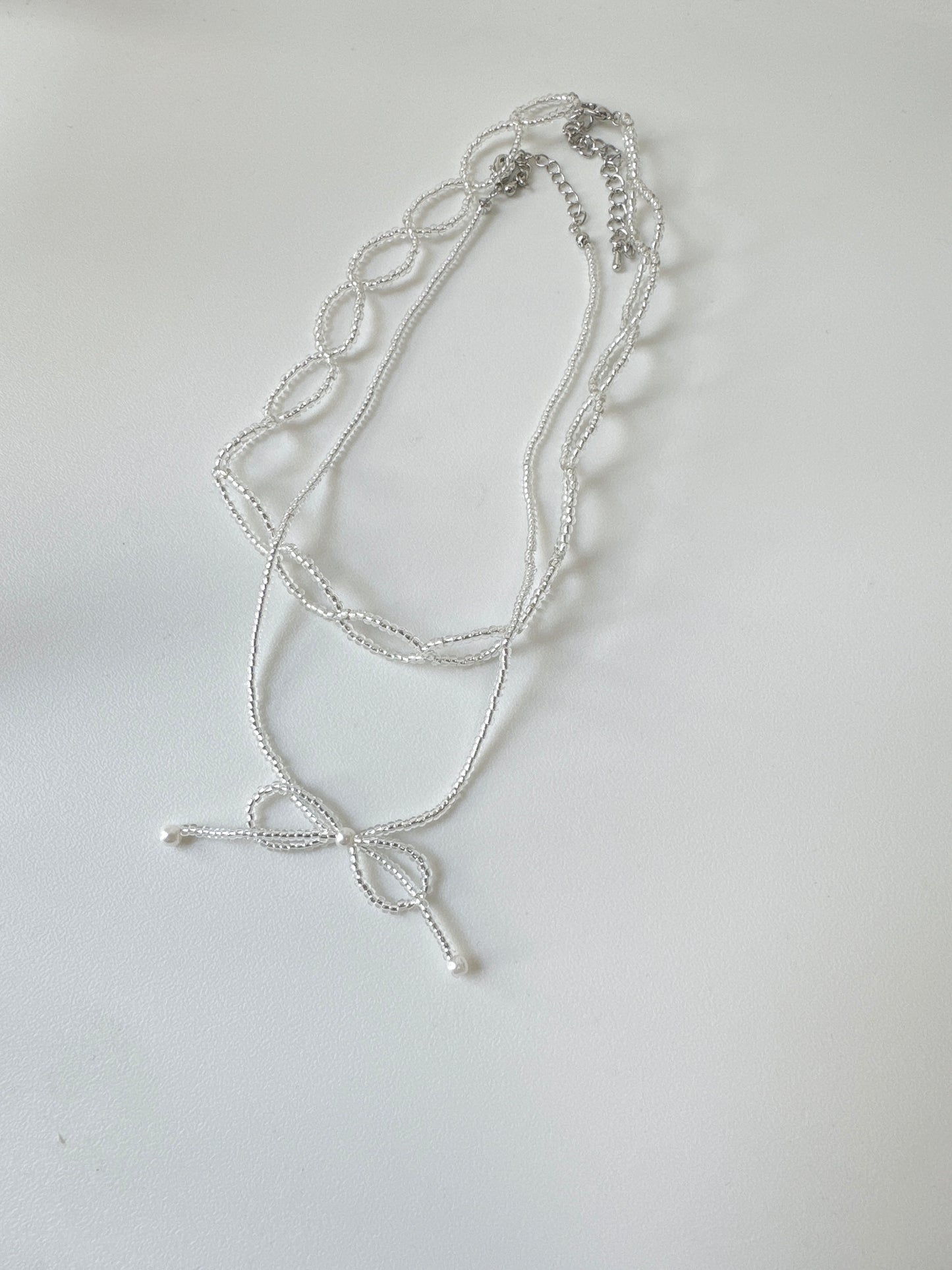 迷你蝴蝶結珠珠頸鏈