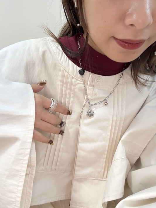 黑心心X花形頸鏈