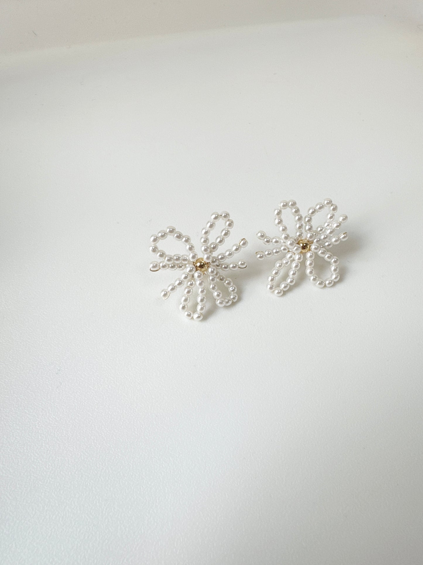 氣質珍珠花形耳環