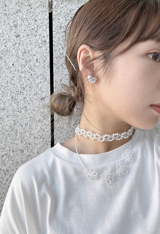 細細粒!心形蝴蝶壓紋小耳環