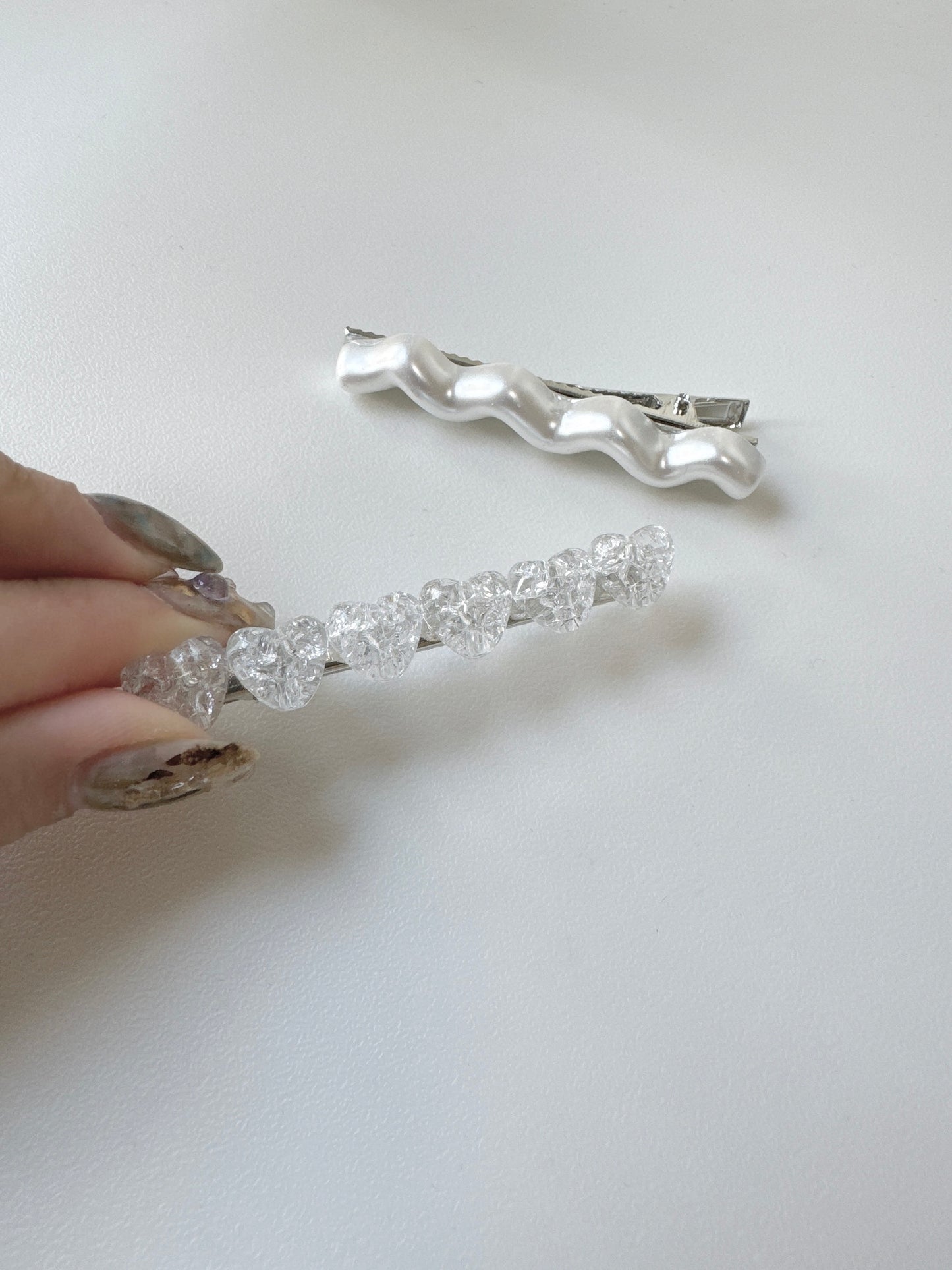 推~玻璃感心心髮夾SET