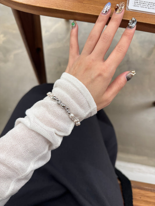 推薦♡︎銀珠拼珍珠扭扭手鏈款!