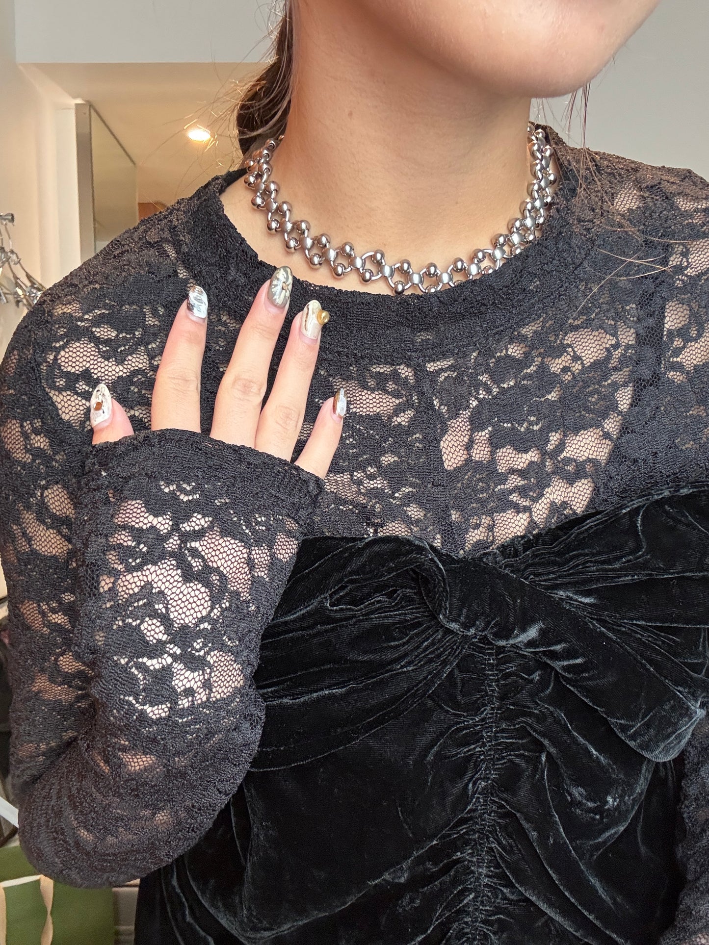 圓扣珠珠環頸鏈!