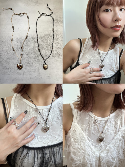 推!Double線珠珠心形頸鏈