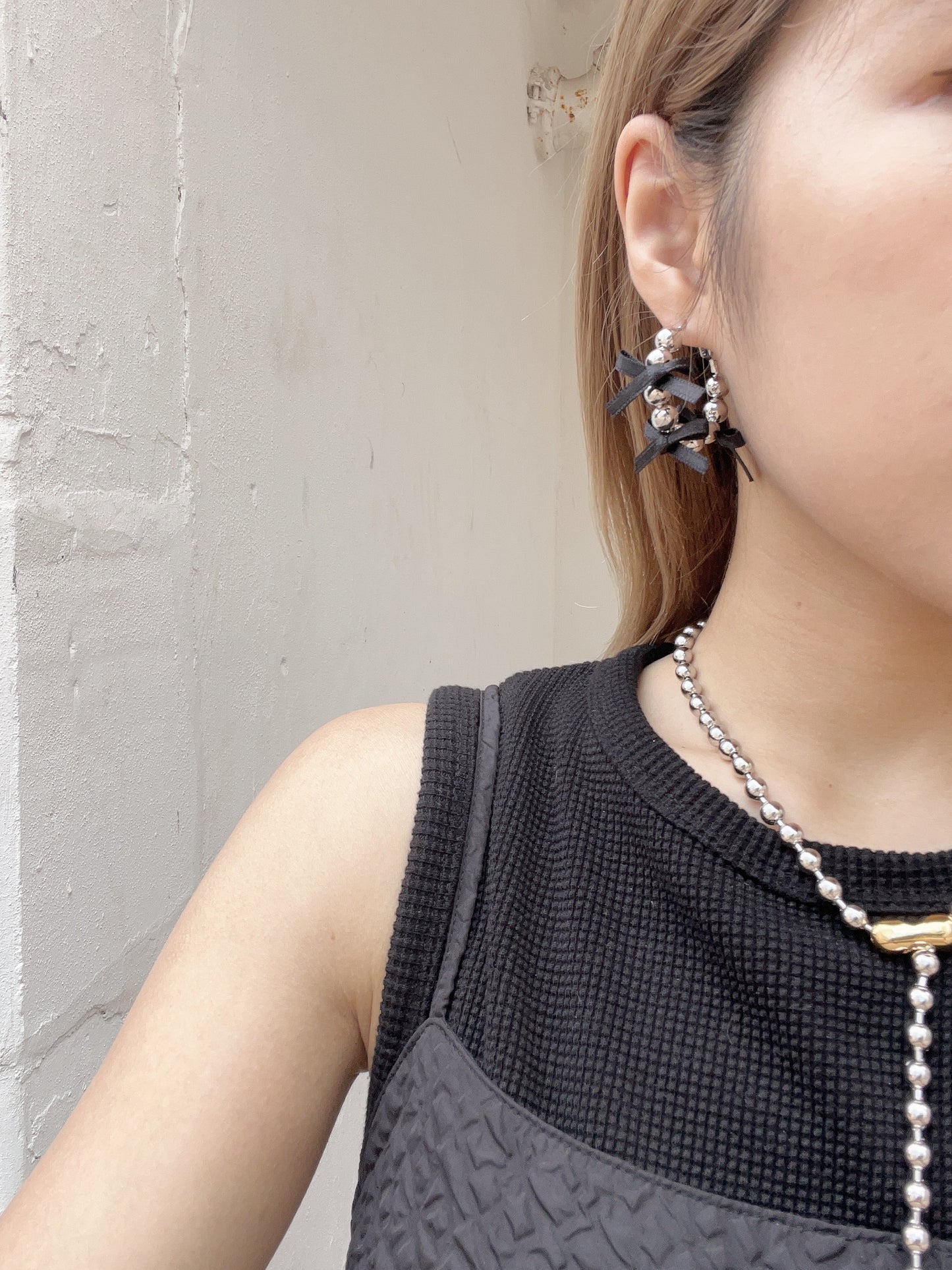 珠珠蝴蝶結圈圈耳環